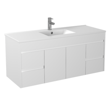 POSEIDON P154WH STANDARD PVC WALL HUNG VANITY 1500*460*545MM CABINET ONLY GLOSS WHITE