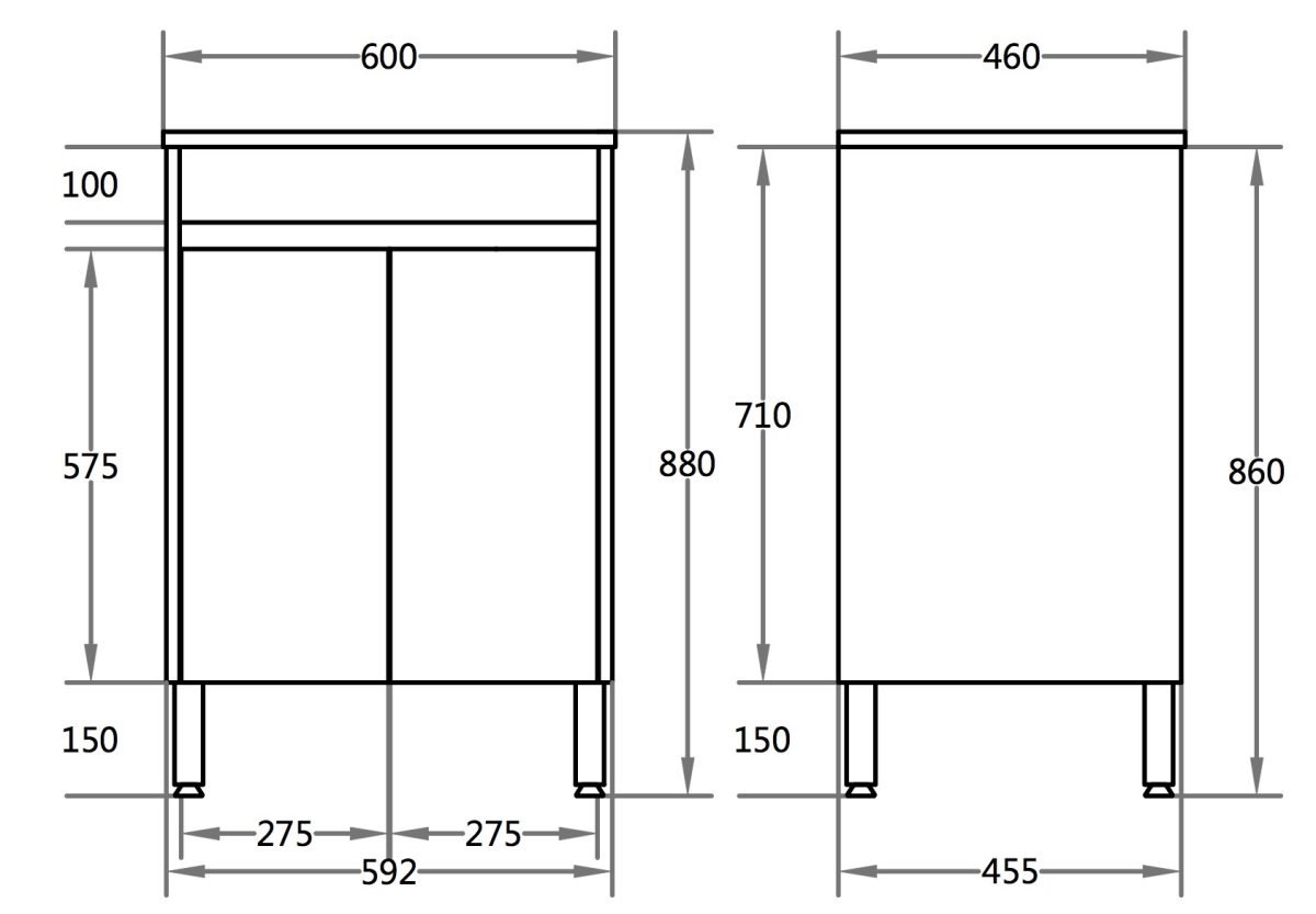 POSEIDON OAK600LG STELLA FLOOR STANDING VANITY 600*860*460MM CABINET ONLY NATURAL OAK