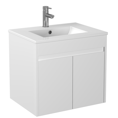 POSEIDON P64WH-CT STANDARD PVC WALL HUNG VANITY 600*460*545MM CABINET WITH CERAMIC TOP GLOSS WHITE
