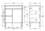 POSEIDON P74LLG STANDARD PVC FLOOR STANDING VANITY 750*460*880MM CABINET ONLY GLOSS WHITE