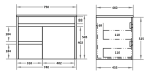 POSEIDON P74LWH STANDARD PVC WALL HUNG VANITY LEFT SIDE DRAWERS 750*460*545MM CABINET ONLY GLOSS WHITE
