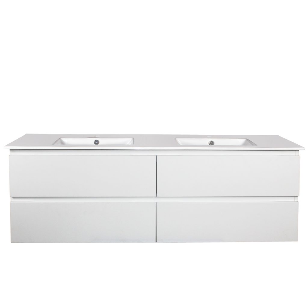 POSEIDON Q1246MW QUBIST MDF WALL HUNG VANITY FOUR DRAWERS 1200*550*460MM CABINET ONLY MATTE WHITE