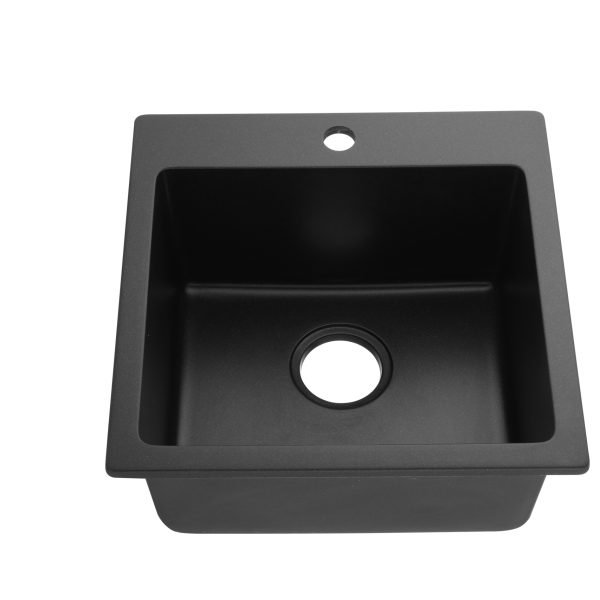 POSEIDON QLT4545 QUARTZ TOP MOUNT LAUNDARY TUB 450*450*220MM MATTE BLACK