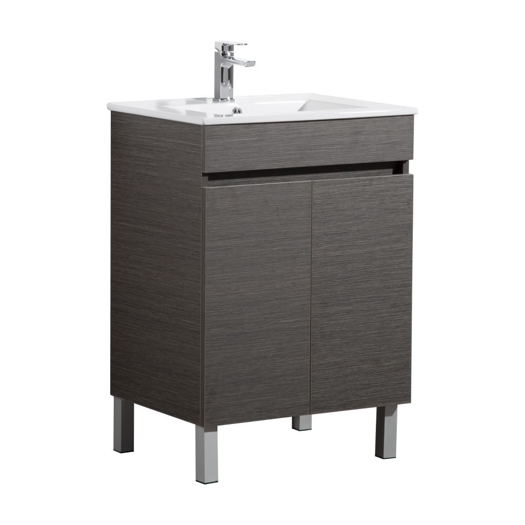 POSEIDON EV64L-DB EVIE PVC FLOOR STANDING VANITY 600*860*460MM CABINET ONLY DARK BROWN