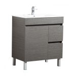 POSEIDON EV74RL-DB EVIE PVC FLOOR STANDING VANITY RIGHT SIDE DRAWERS 750*860*460MM CABINET ONLY DARK BROWN