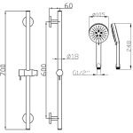 ACL PSH039 OTUS SLIDING SHOWER RAIL WITH HAND SHOWER CHROME