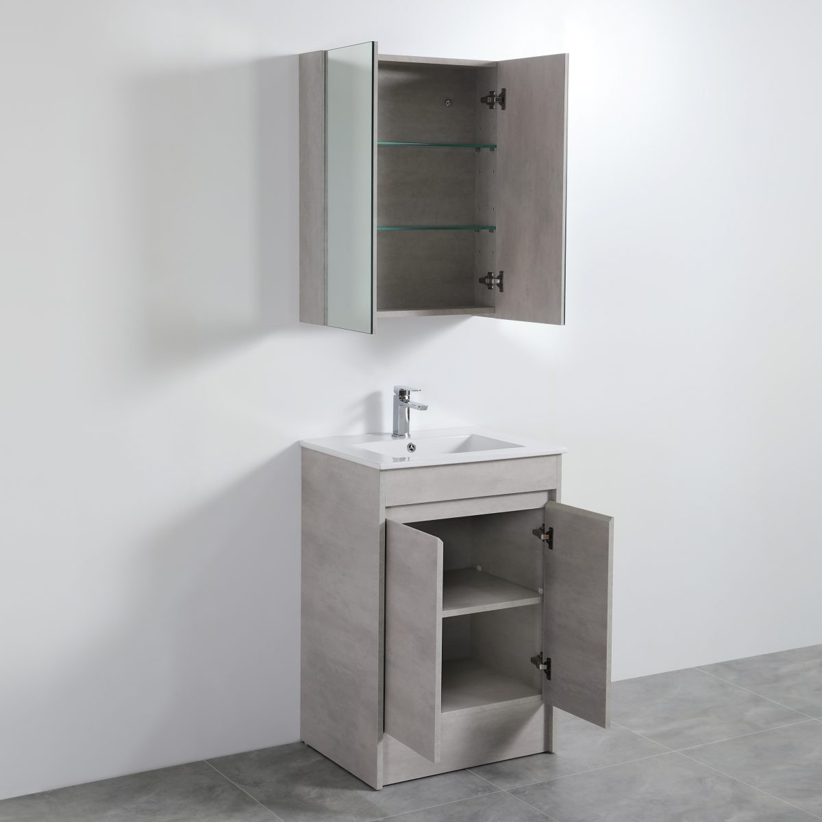 POSEIDON NCSV600 NOVA SHAVING CABINET 600*750*155MM CONCRETE GREY