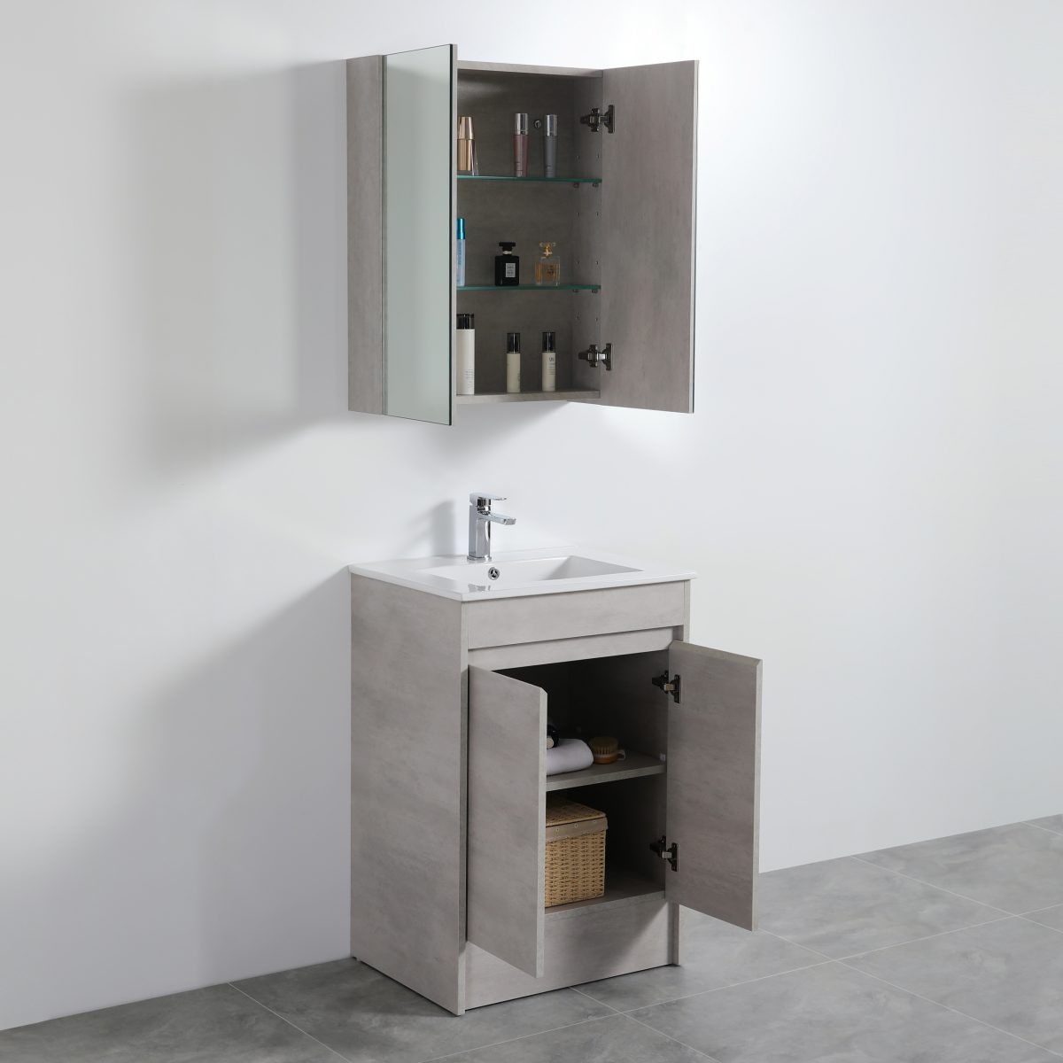 POSEIDON NCSV600 NOVA SHAVING CABINET 600*750*155MM CONCRETE GREY