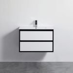 POSEIDON PE750WH PETRA WALL HUNG VANITY 750*455*525MM CABINET ONLY MATTE WHITE & BLACK