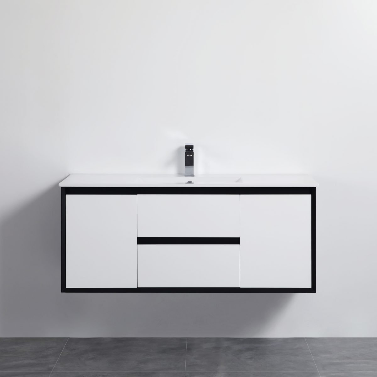 POSEIDON PE1200WH PETRA WALL HUNG VANITY 1190*455*525MM CABINET ONLY MATTE WHITE & BLACK