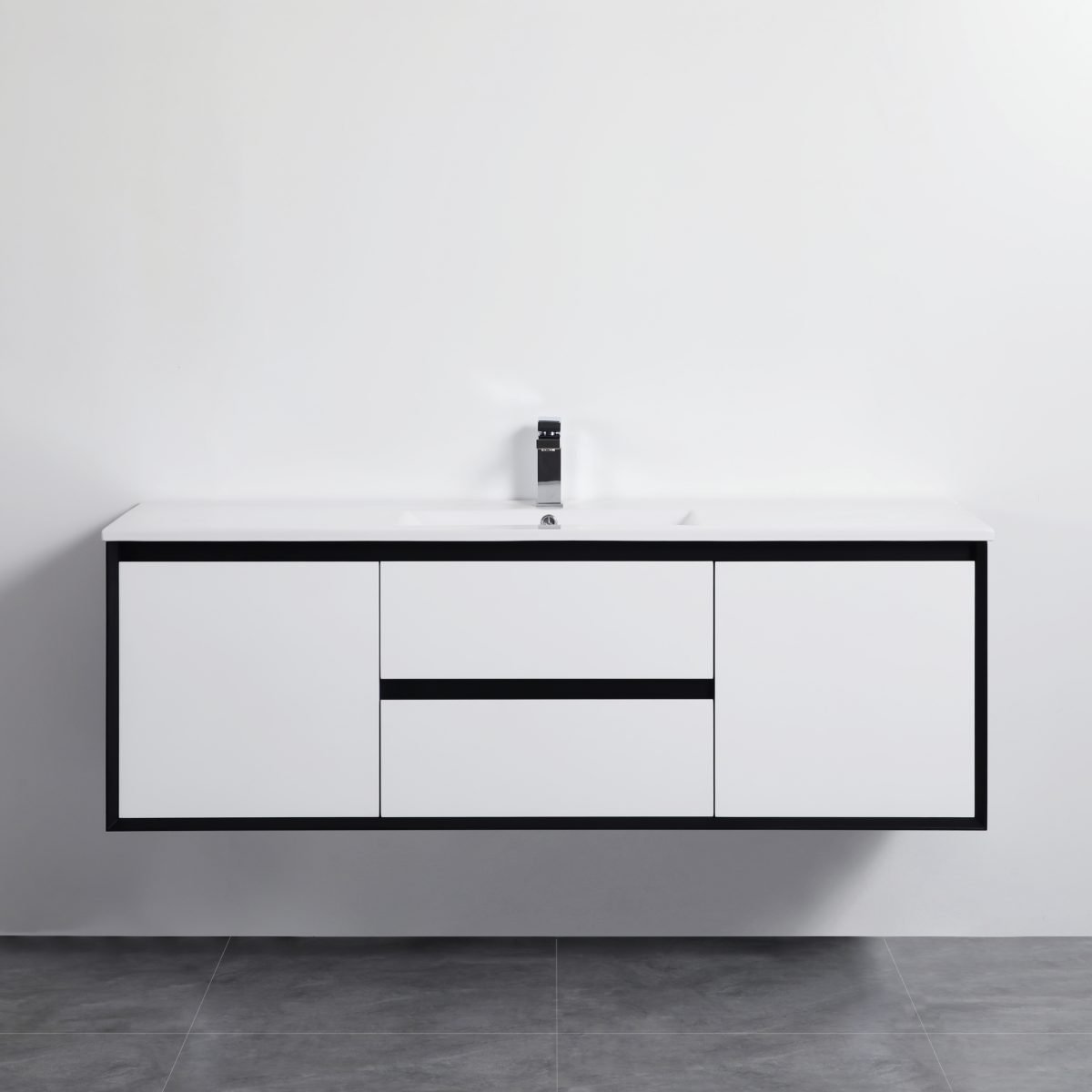 POSEIDON PE1500WH PETRA WALL HUNG VANITY 1490*455*525MM CABINET ONLY MATTE WHITE & BLACK