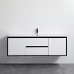 POSEIDON PE1500WH PETRA WALL HUNG VANITY 1490*455*525MM CABINET ONLY MATTE WHITE & BLACK