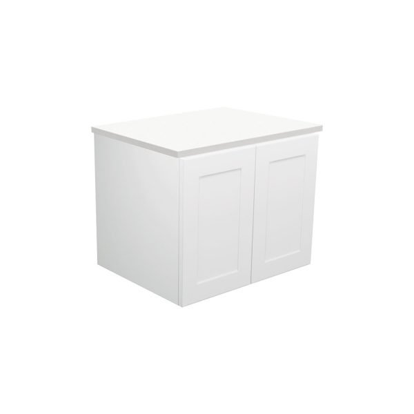 FIENZA 60M MILA WALL HUNG VANITY 600 CABINET ONLY SATIN WHITE