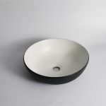 UDBK OR-435W-TMB ORBIT ROUND TEXTURED ABOVE COUNTER BASIN MATTE WHITE & BLACK