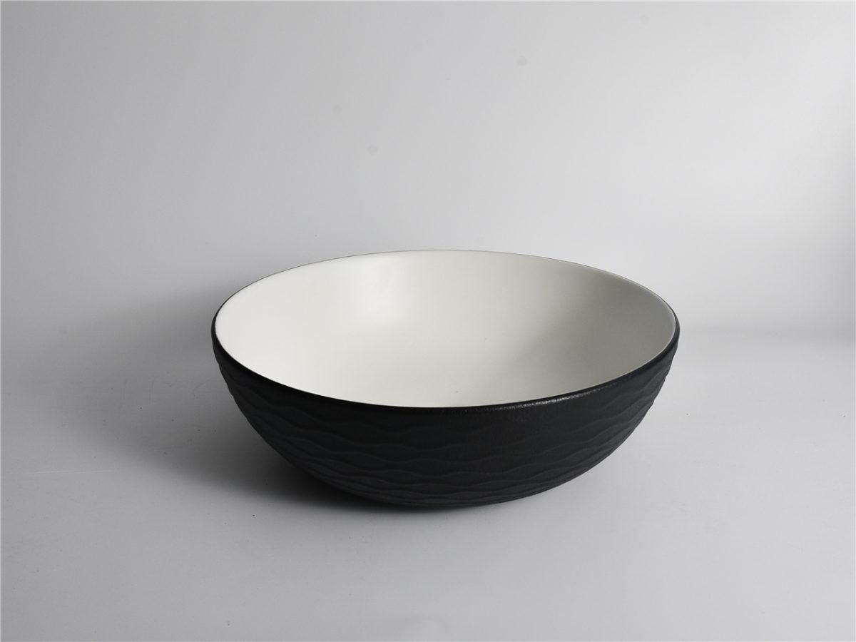 UDBK OR-435W-TMB ORBIT ROUND TEXTURED ABOVE COUNTER BASIN MATTE WHITE & BLACK