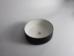 UDBK OR-524B-TMB ORBIT ROUND ABOVE COUNTER BASIN MATTE WHITE & BLACK