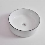 UDBK AR-524B-CBLG ARISE ROUND ABOVE COUNTER BASIN GLOSS WHITE WITH BLACK RIM