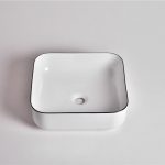UDBK AR-423-CBLG ARISE SQUARE ABOVE COUNTER BASIN GLOSS WHITE WITH BLACK RIM