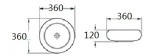 POSEIDON EPS-A3612MW ABOVE COUNTER BASIN 360*360*120MM MATTE WHITE