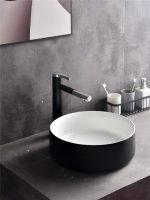 UDBK EV-524B-MBW EVEN ROUND ABOVE COUNTER BASIN MATTE WHITE & BLACK