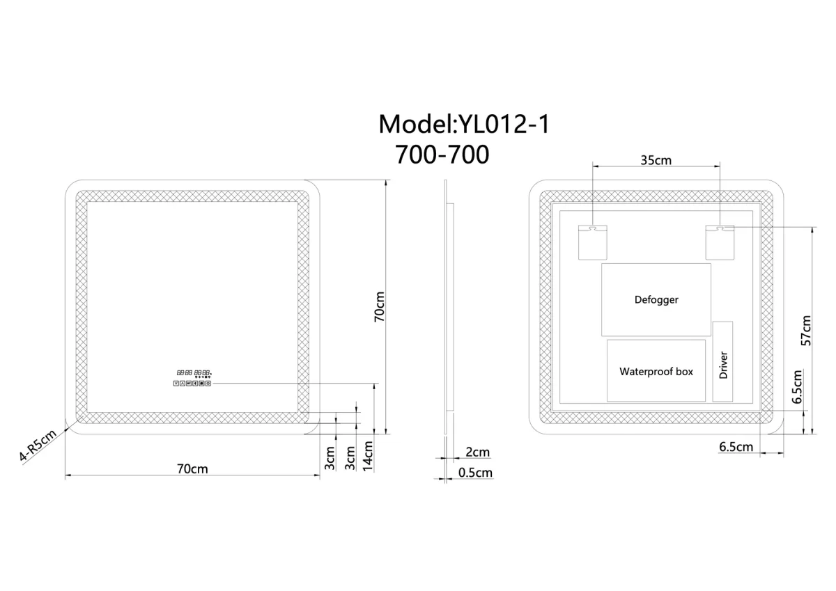 UDBK LED-07 SQUARE SMART LED MIRROR