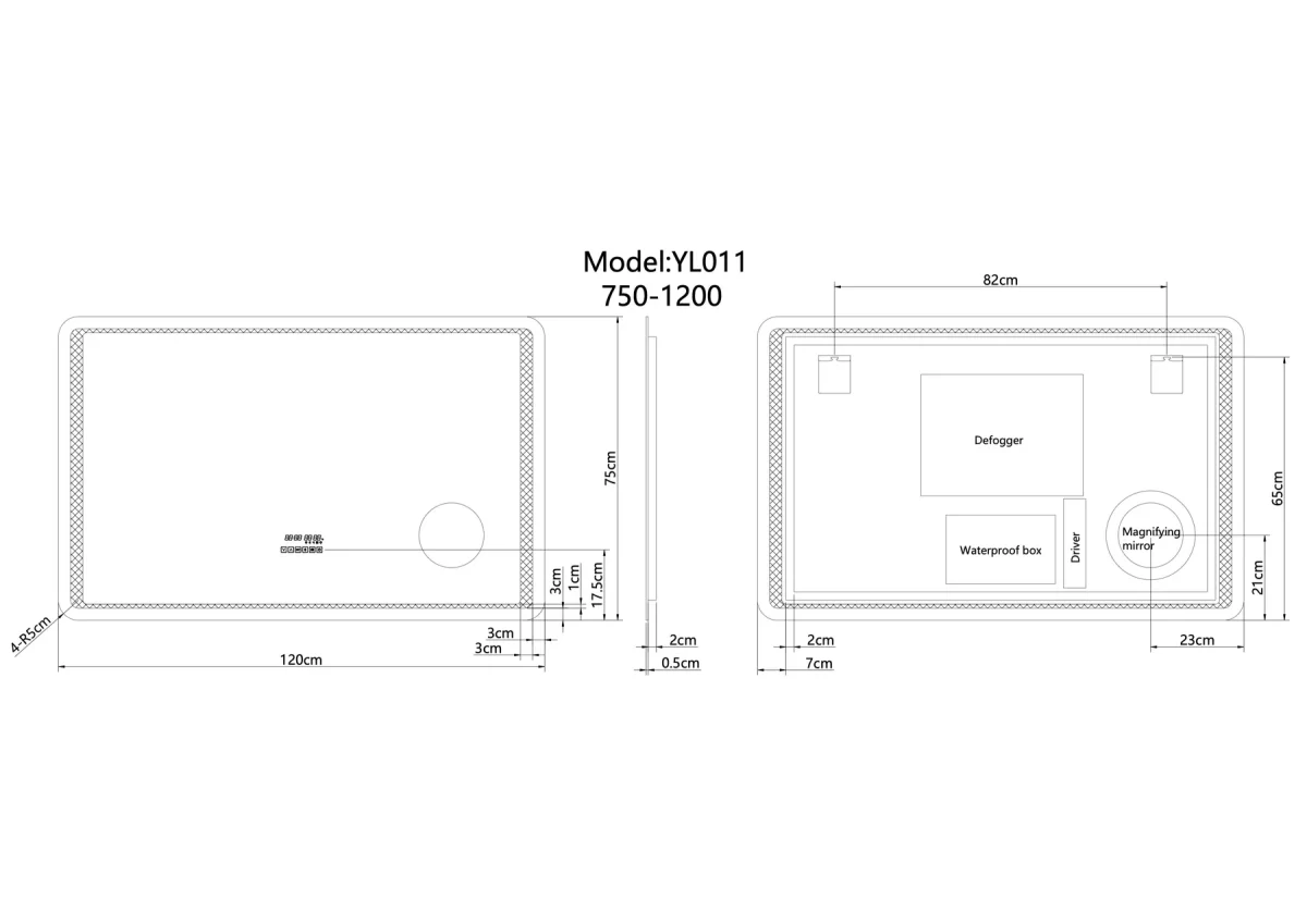 UDBK LED-14 RECTANGLE SMART LED MIRROR