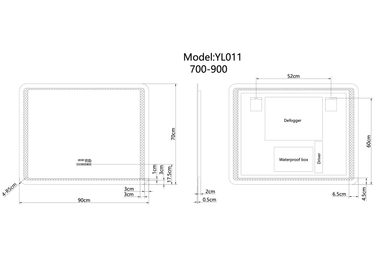 UDBK LED-11 RECTANGLE SMART LED MIRROR