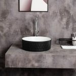 UDBK OR-524BR-TMB ORBIT ROUND TEXTURED ABOVE COUNTER BASIN MATTE WHITE & BLACK