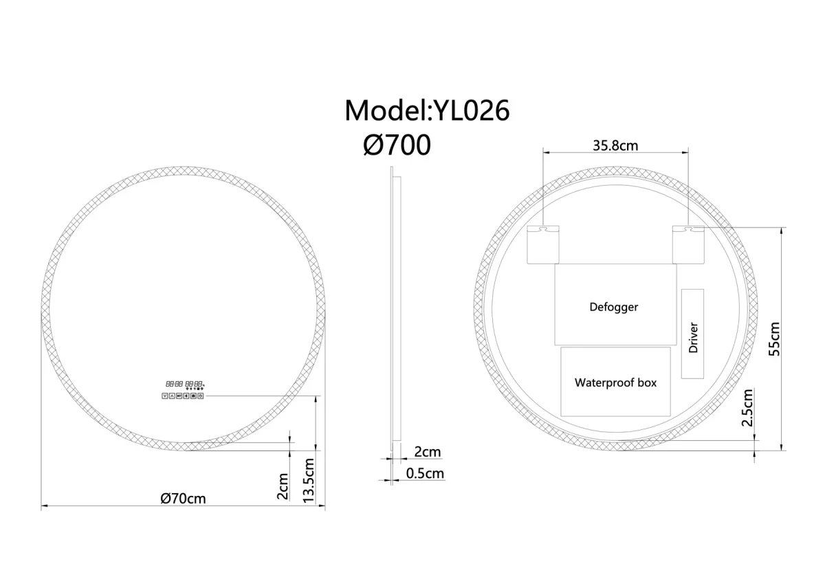 UDBK LED-09 ROUND SMART LED MIRROR