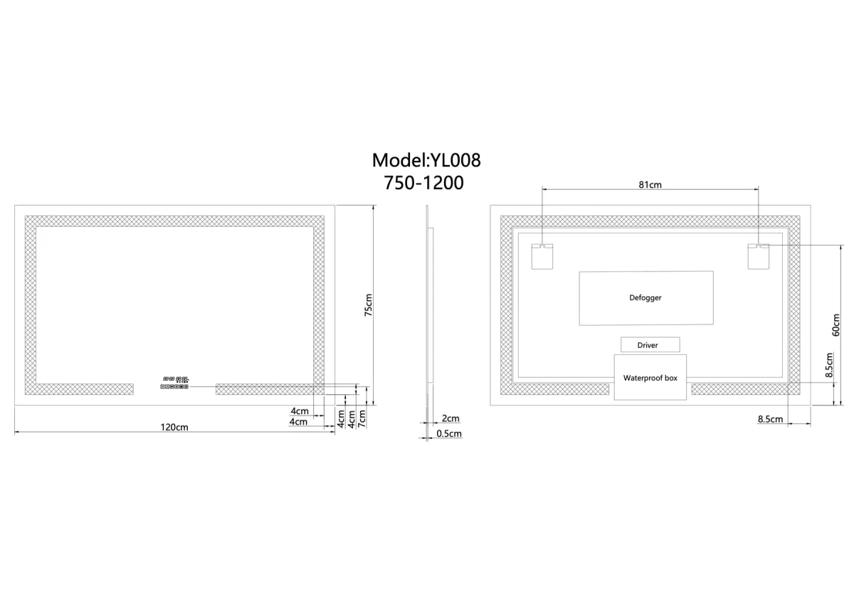 UDBK LED-12 RECTANGLE SMART LED MIRROR