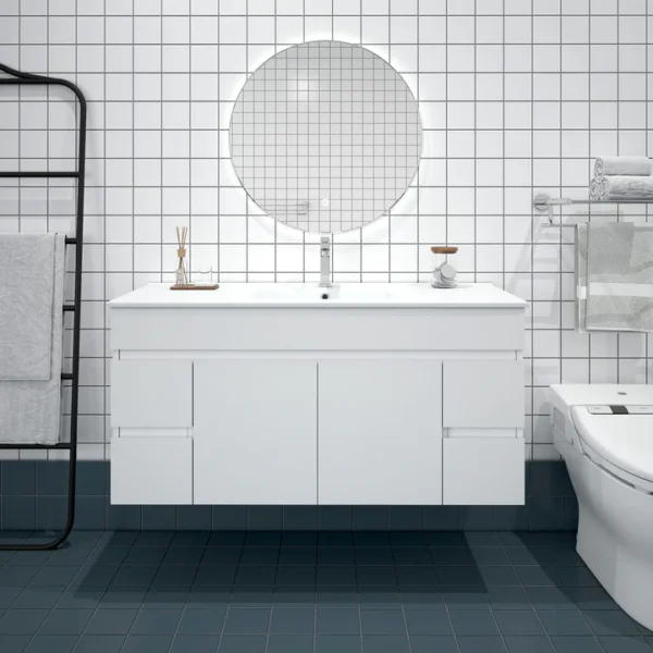 UNICASA BIP-120W-GW BIANCA WALL HUNG PVC VANITY 1200MM GLOSS WHITE