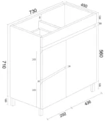 UNICASA BIP-75L-GW BIANCA FREESTANDING PVC VANITY 750MM GLOSS WHITE