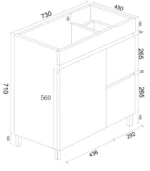 UNICASA BIP-75L-GW BIANCA FREESTANDING PVC VANITY 750MM GLOSS WHITE
