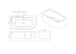 UNICASA NO-W NOVA RIGHT/LEFT CORNER ULTRA THIN BATH GLOSS WHITE
