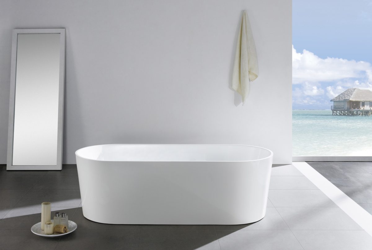 POSEIDON OVIA FREE STANDING BATHTUB GLOSS WHITE