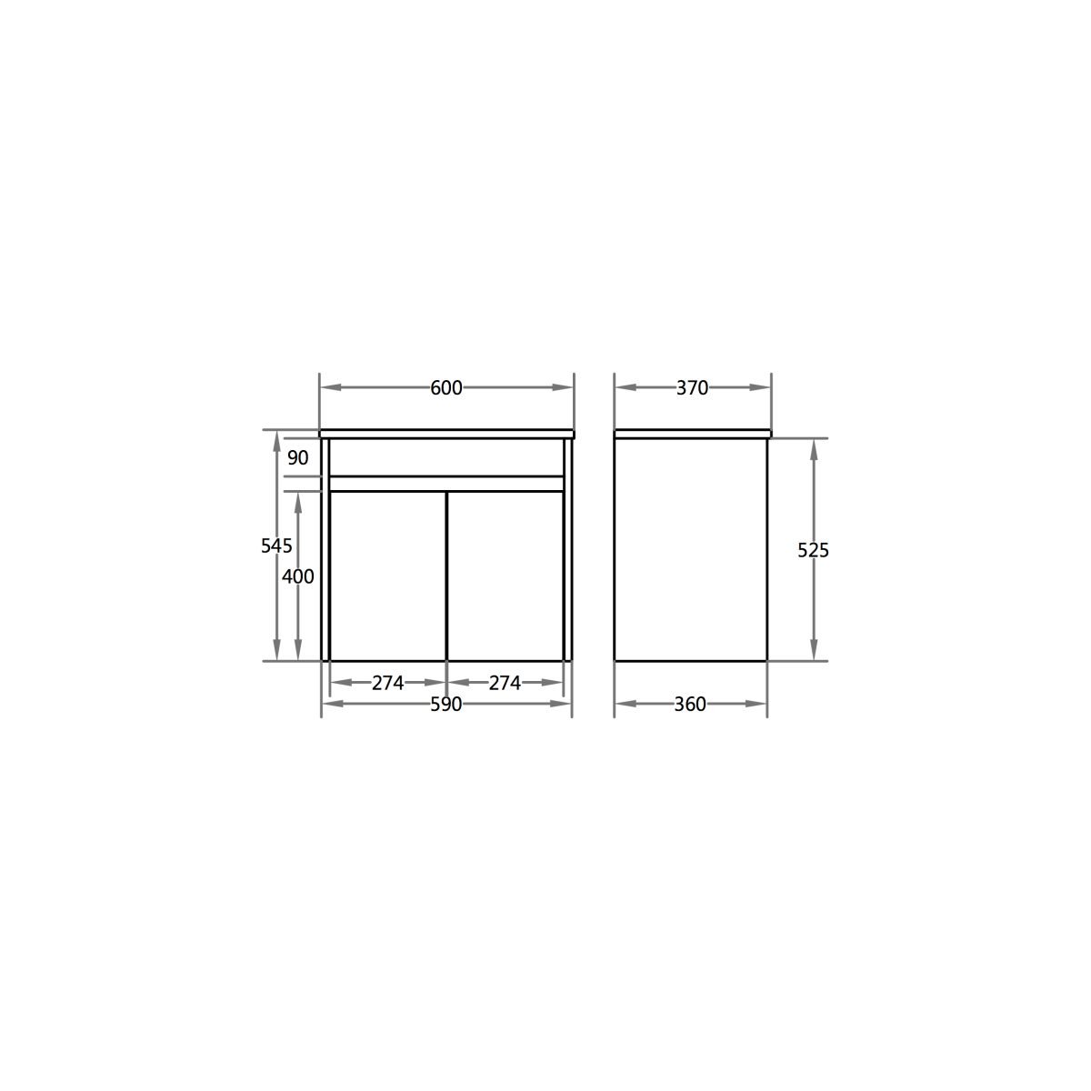 POSEIDON P63WH STANDARD PVC SLIM WALL HUNG VANITY GLOSS WHITE