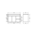 POSEIDON P93RWH STANDARD PVC SLIM WALL HUNG VANITY RIGHT SIDE DRAWERS GLOSS WHITE