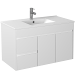 POSEIDON P93LWH STANDARD PVC SLIM WALL HUNG VANITY LEFT SIDE DRAWERS GLOSS WHITE