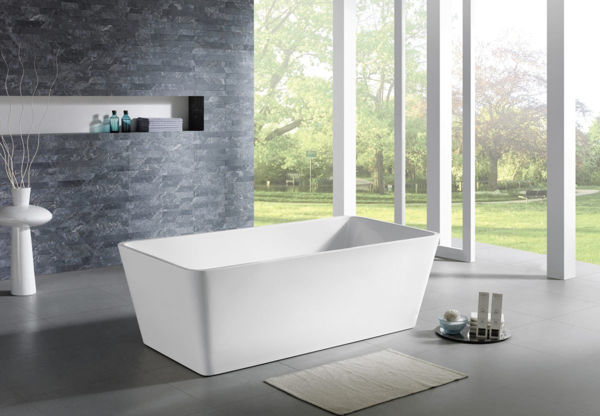 POSEIDON QUBIST FREE STANDING BATHTUB GLOSS WHITE