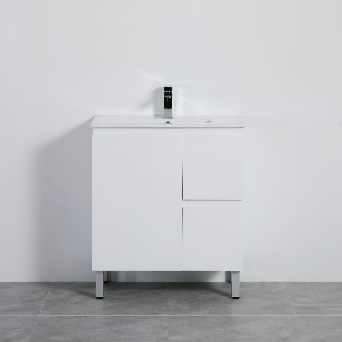 POSEIDON X-P73RLG X-PVC FREE STANDING VANITY RIGHT SIDE DRAWERS GLOSS WHITE