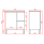 POSEIDON X-P73RLG X-PVC FREE STANDING VANITY RIGHT SIDE DRAWERS GLOSS WHITE