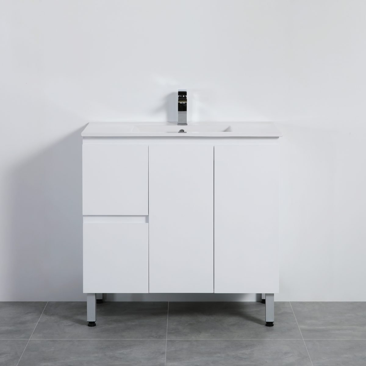 POSEIDON X-P94LLG X-PVC FREE STANDING VANITY LEFT SIDE DRAWERS GLOSS WHITE