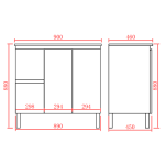 POSEIDON X-P94LLG X-PVC FREE STANDING VANITY LEFT SIDE DRAWERS GLOSS WHITE