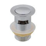 NORICO PW01 SOLID BRASS BASIN POP UP WASTE WITH OVERFLOW 32/40MM CHROME AND COLOURED