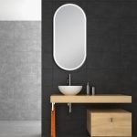 AQUAPERLA LM-KORA2-MB OVAL FRAMED LED MIRROR 500X1000MM MATTE BLACK