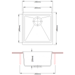 AQUAPERLA TWM-EN100M CARYSIL GRANITE STONE SINGLE BOWL KITCHEN SINK 430x460x200MM BLACK AND WHITE