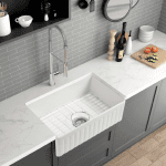 UDBK BT-BL02 FIRECLAY BUTLER SINGLE BOWL KITCHEN SINK 835x459MM GLOSS WHITE