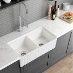 UDBK BT-BL01 FIRECLAY BUTLER DOUBLE BOWL KITCHEN SINK 835x459MM GLOSS WHITE