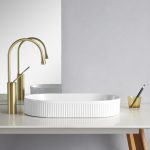 UDBK FL-03 FLUTED OVAL ABOVE COUNTER BASIN WHITE