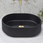 POSEIDON CSB716-MB STADIO GROOVE SOLID SURFACE ABOVE COUNTER BASIN MATTE BLACK